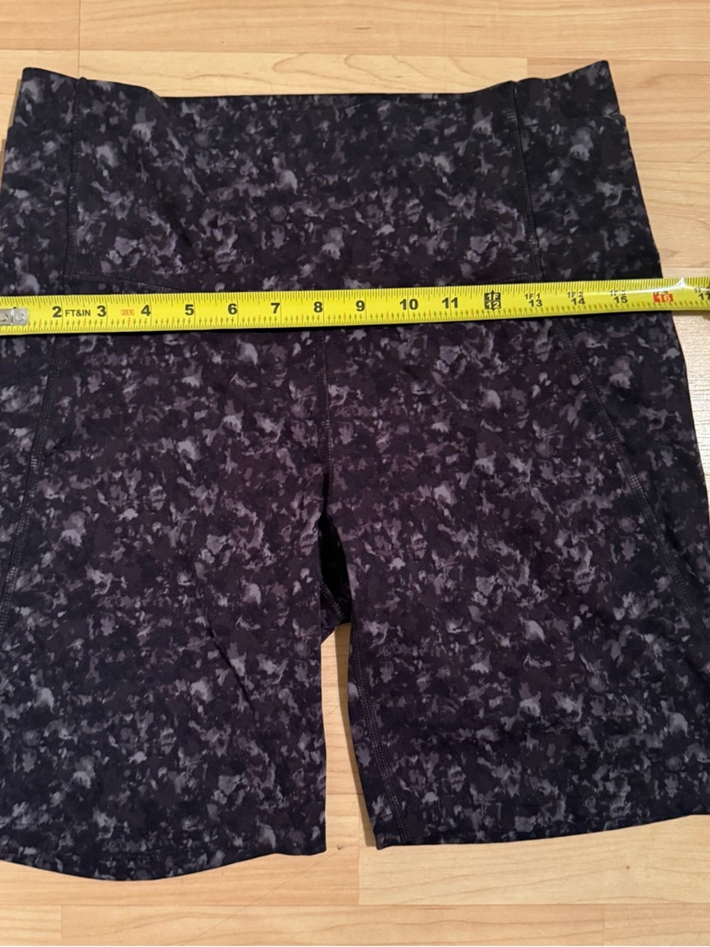 Black Marble-Print High-Waist Biker Shorts
